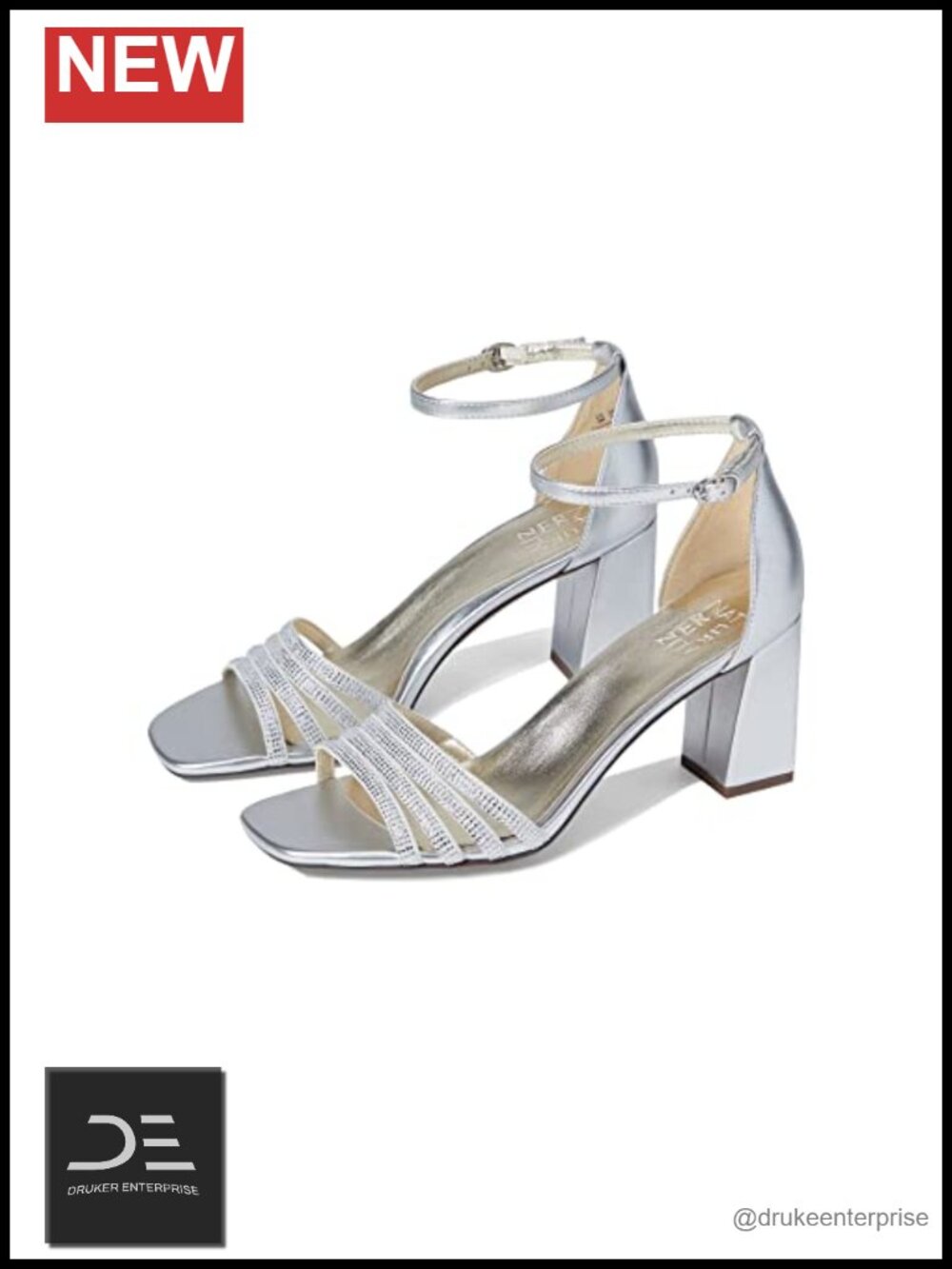 Heeled Sandals for Women Open Toe Rhinestone Ankle Strap Dress Sandals